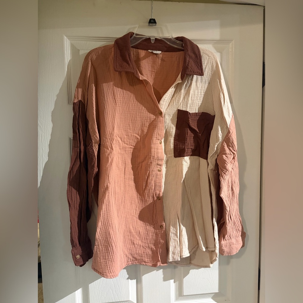 Cato Brown and Tan Blouse